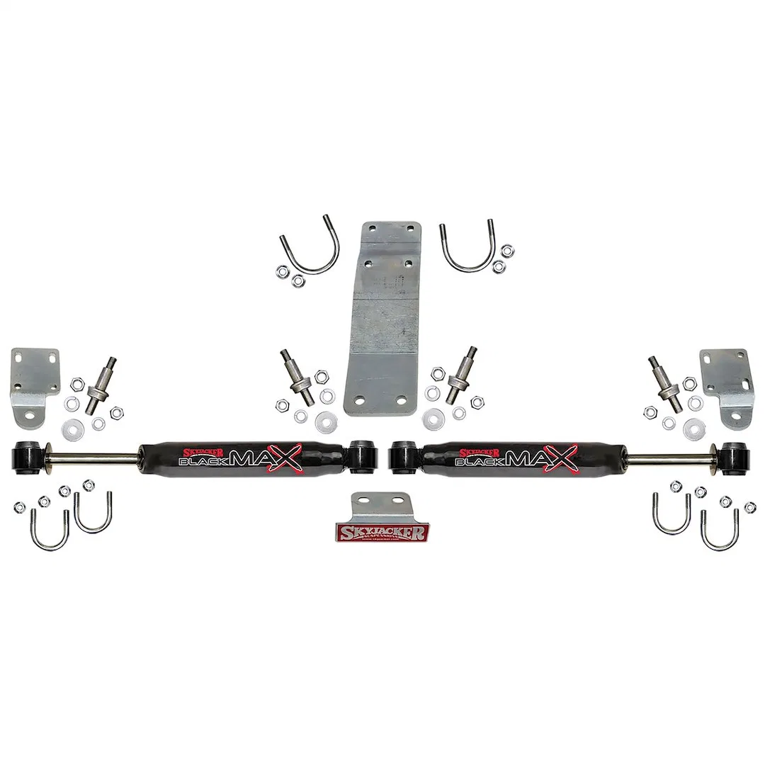8204 – SKYJACKER Steering Stabilizer, Dual Heavy Duty OEM Black With Brackets Set Of 2